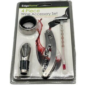 Edge home wine accessory set professional tools 4 piece set gray black READ new